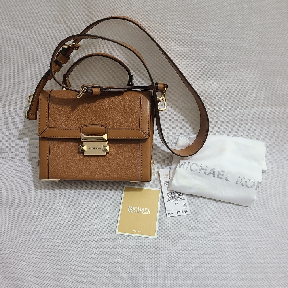 Michael Kors brown Jayne SM Trunk leather bag
